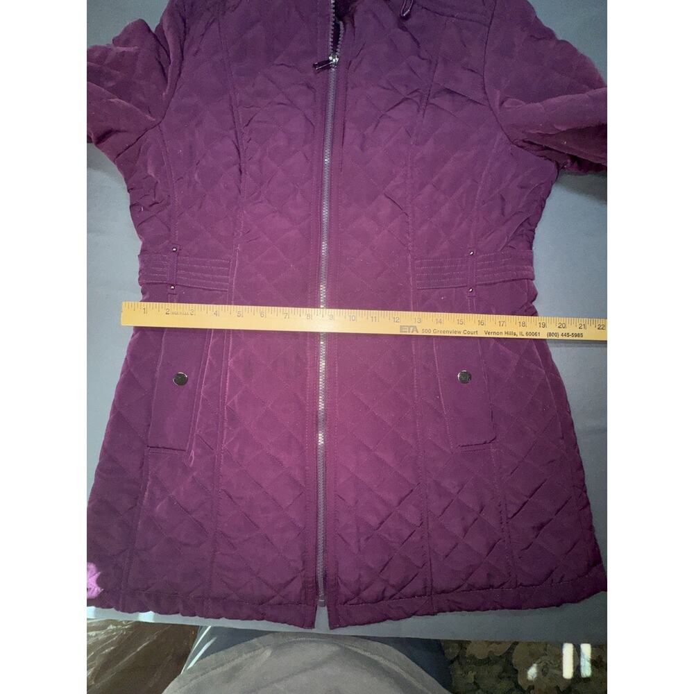 Liz Claiborne Women’s Purple Hooded Quilted Mid-Length Jacket Zip/Snap M - Picture 8 of 11